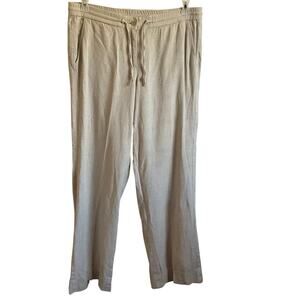 Talbots Linen Blend Straight Leg Full Length Tan Pants - Size 10